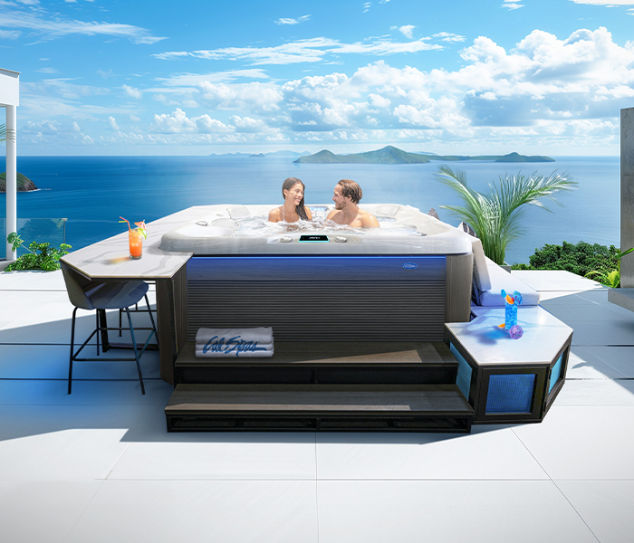 Calspas hot tub being used in a family setting - Malibu